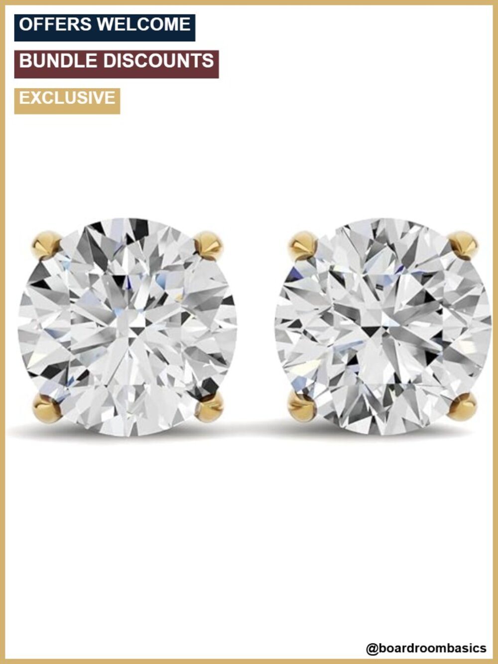 14K Gold Lab Grown Round Cut Diamond Stud Earrings Screw Back 4-Prong
